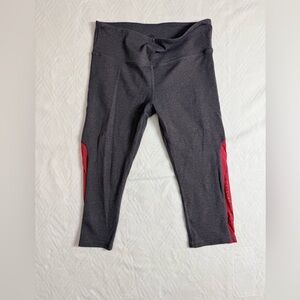 ALO Yoga Leggings M Gray & Red Cropped Compression Pilates Workout Athlesiure